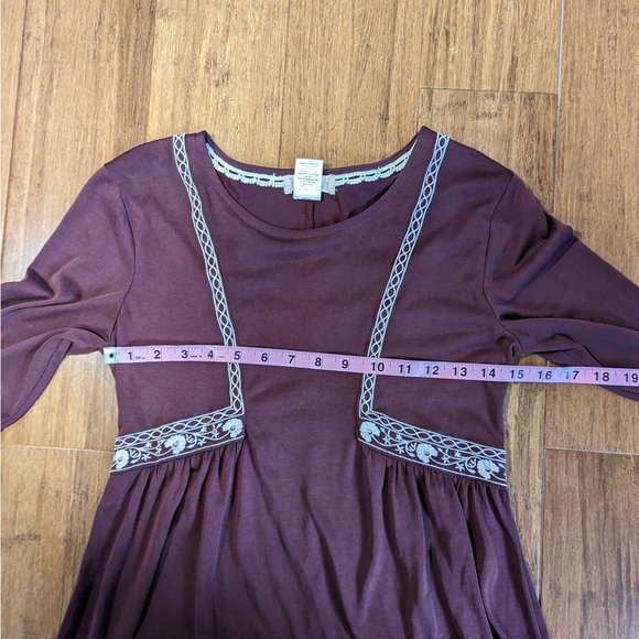 Altar'd State Long Sleeve Maroon Dress with Embroidered Design - Picture 12 of 12